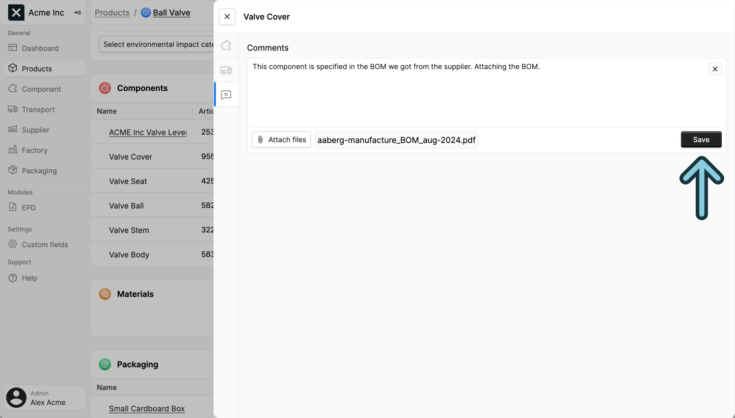 Image of the add comment field