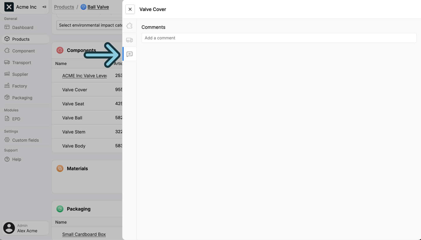 Image of the comments tab