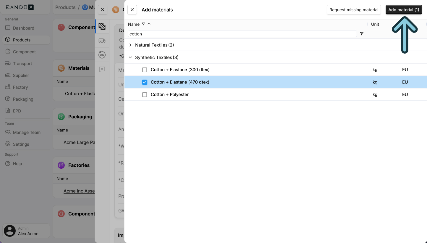 Image of the comparison sidepanel