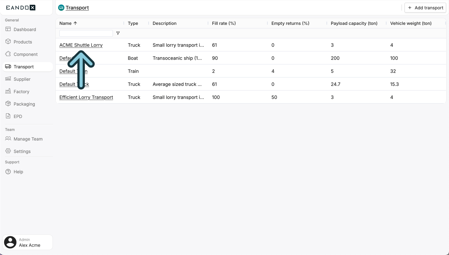 Image of the transport page