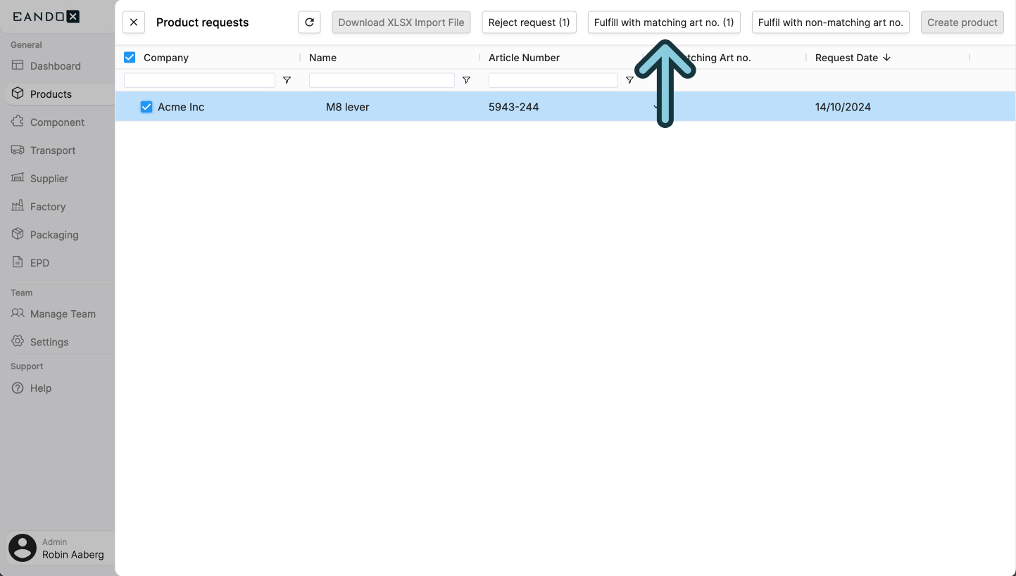 Image of the fulfill button