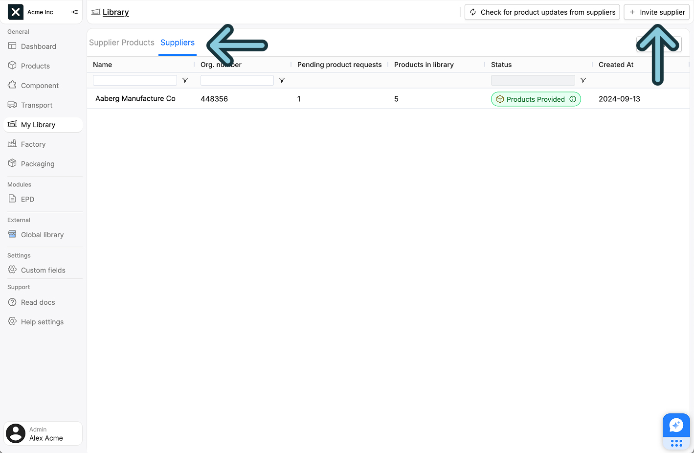 Image of the Add supplier button
