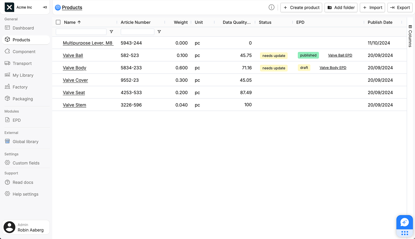 Image of the product overview page