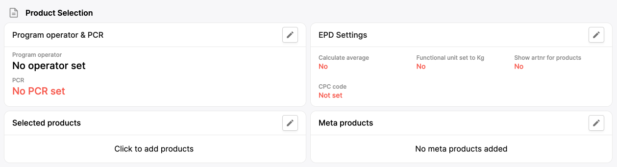 Image of the product selection section