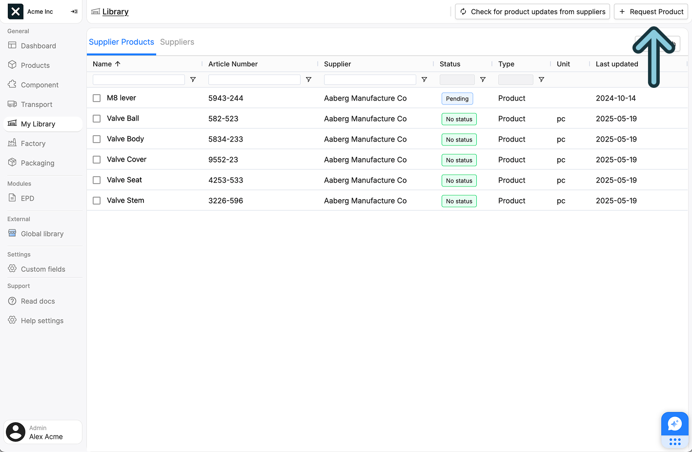 Image of the request product button