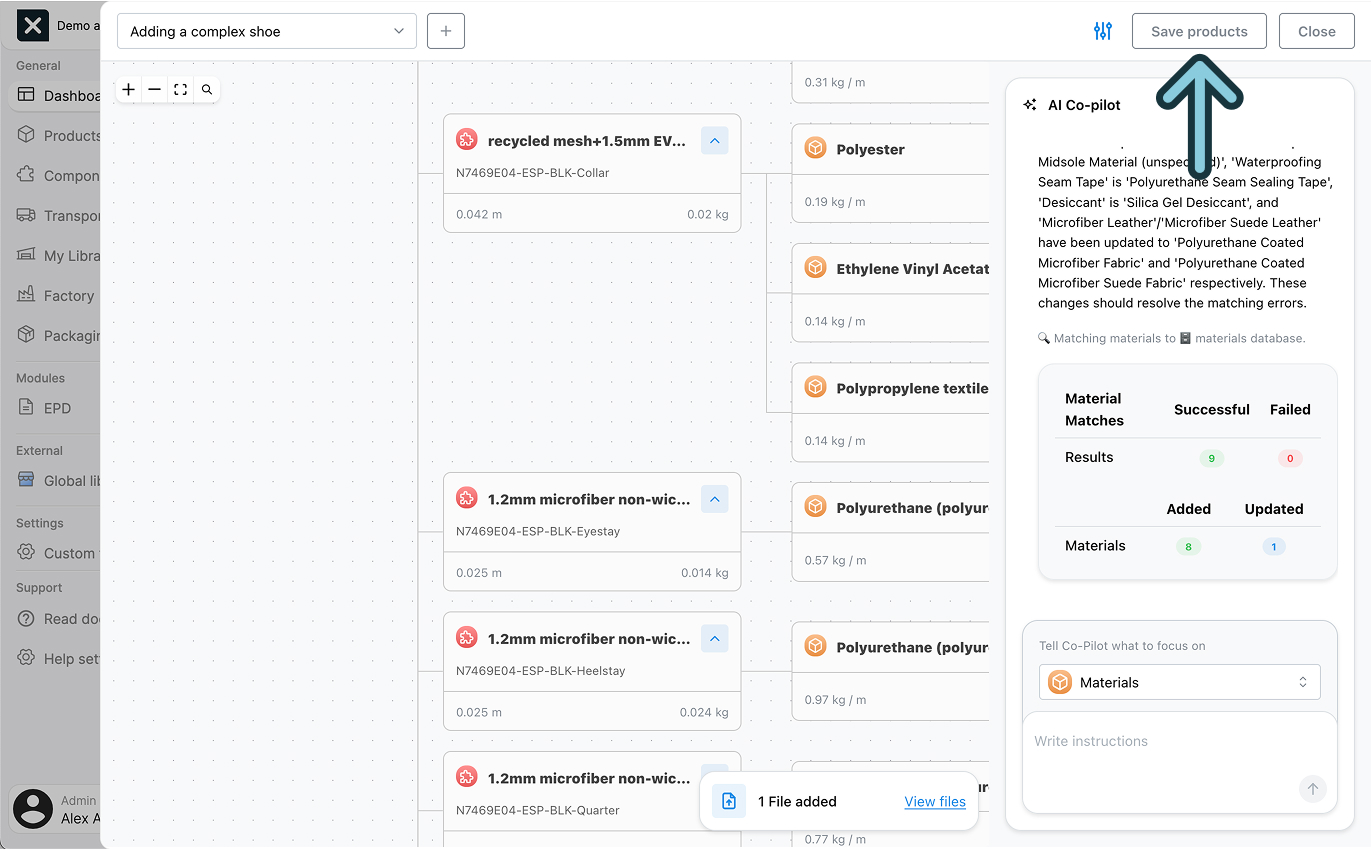Image of the Save products button