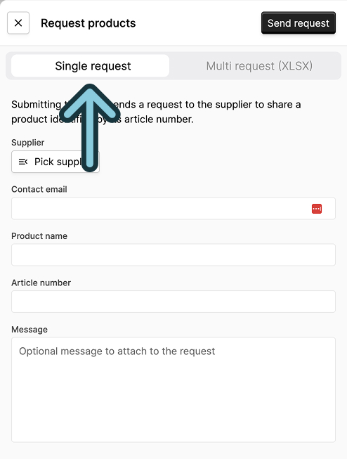 Image of the single product request sidepanel FIXME