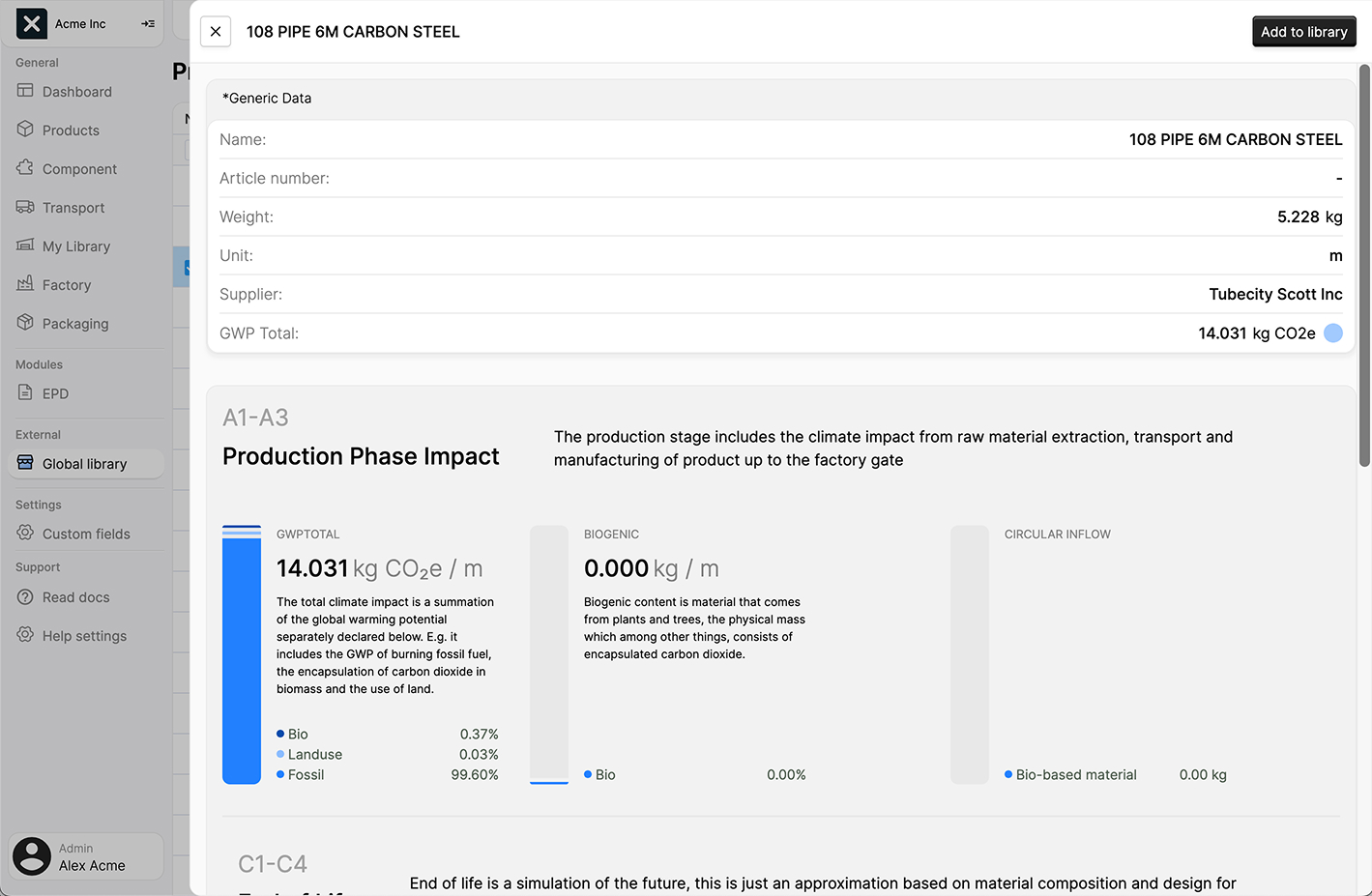 Supplier product sidepanel